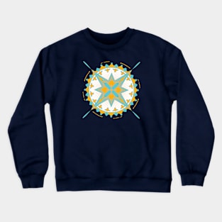 Mandala turquoise and yellow decoration Crewneck Sweatshirt